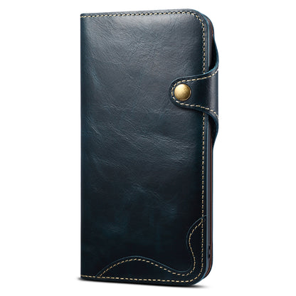 Full Protective Genuine Leather Wallet Phone Shell Cover with Lanyard for iPhone 13 Pro 6.1 inch