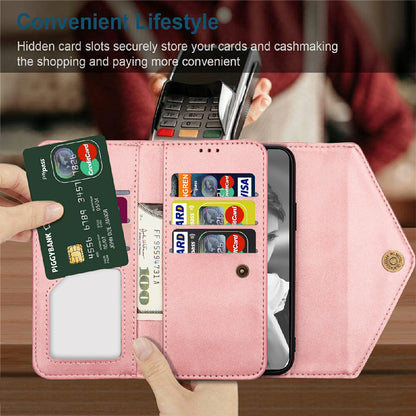 Leather Zipper Wallet Strap Design Full Protection Phone Case with Stand for iPhone 13 Pro 6.1 inch