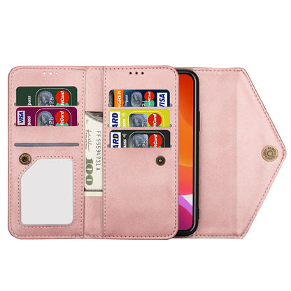 Leather Zipper Wallet Strap Design Full Protection Phone Case with Stand for iPhone 13 Pro 6.1 inch