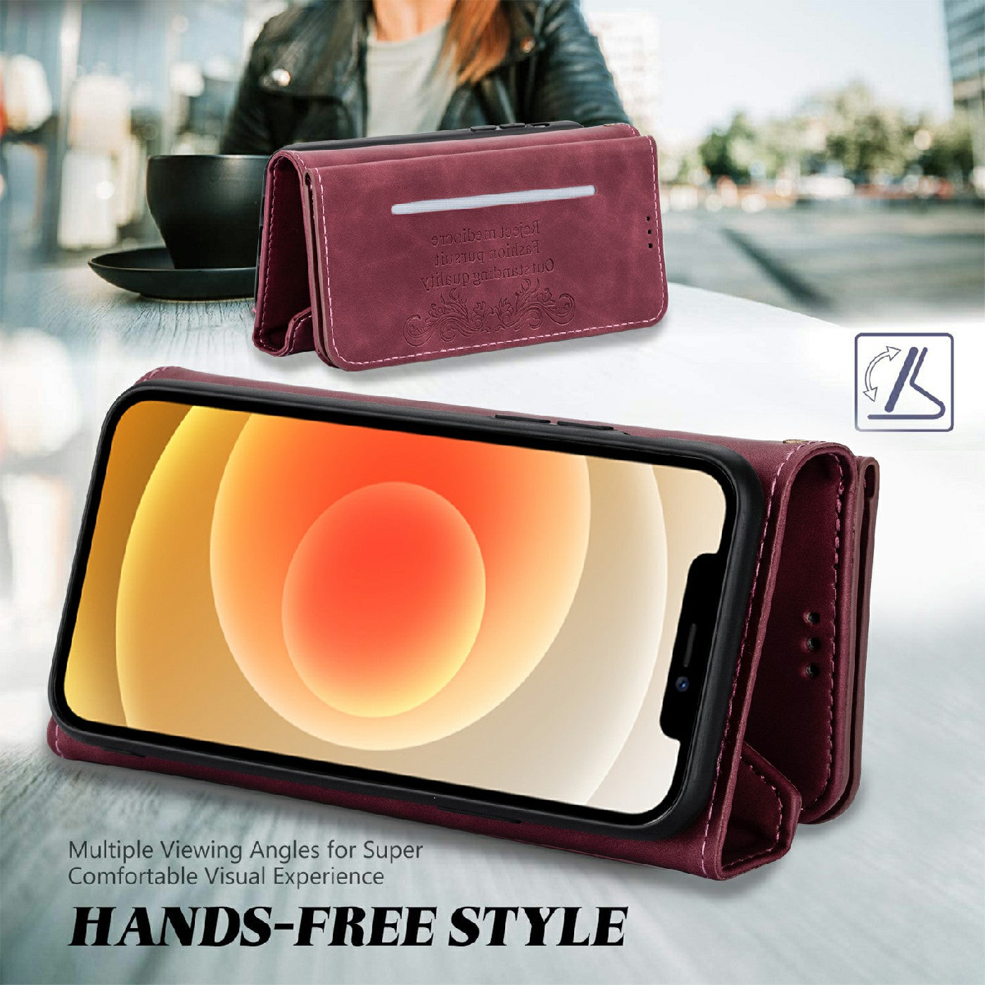 Leather Zipper Wallet Strap Design Full Protection Phone Case with Stand for iPhone 13 Pro 6.1 inch
