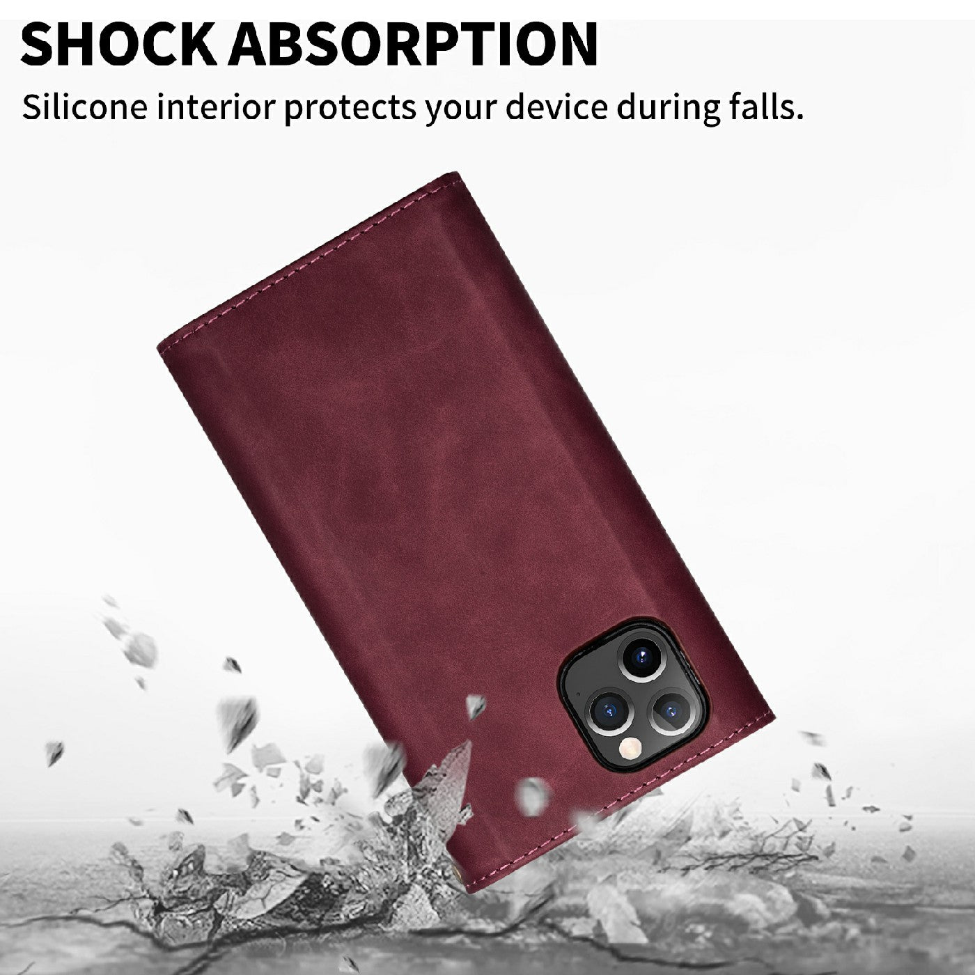 Leather Zipper Wallet Strap Design Full Protection Phone Case with Stand for iPhone 13 Pro 6.1 inch