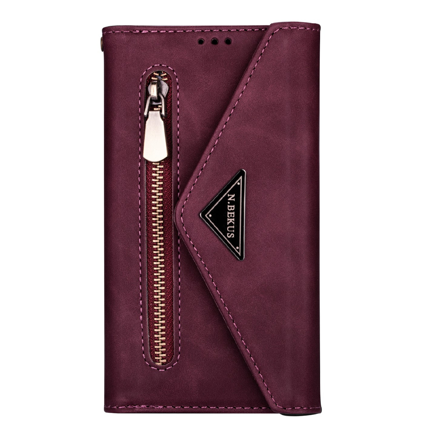 Leather Zipper Wallet Strap Design Full Protection Phone Case with Stand for iPhone 13 Pro 6.1 inch