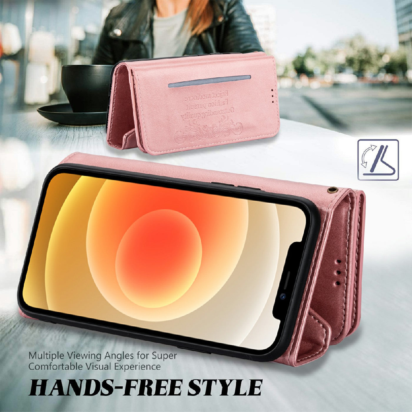 Skin Feeling Stylish Leather Zipper Wallet Stand Phone Case with Two Straps for iPhone 13 Pro Max 6.7 inch