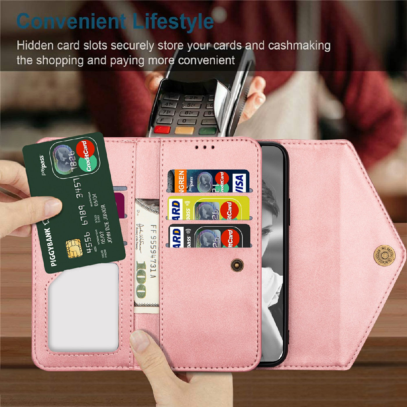 Skin Feeling Stylish Leather Zipper Wallet Stand Phone Case with Two Straps for iPhone 13 Pro Max 6.7 inch