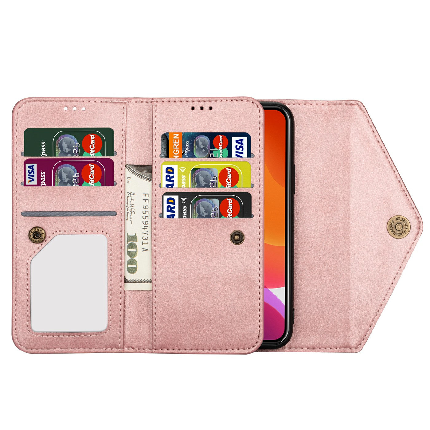 Skin Feeling Stylish Leather Zipper Wallet Stand Phone Case with Two Straps for iPhone 13 Pro Max 6.7 inch