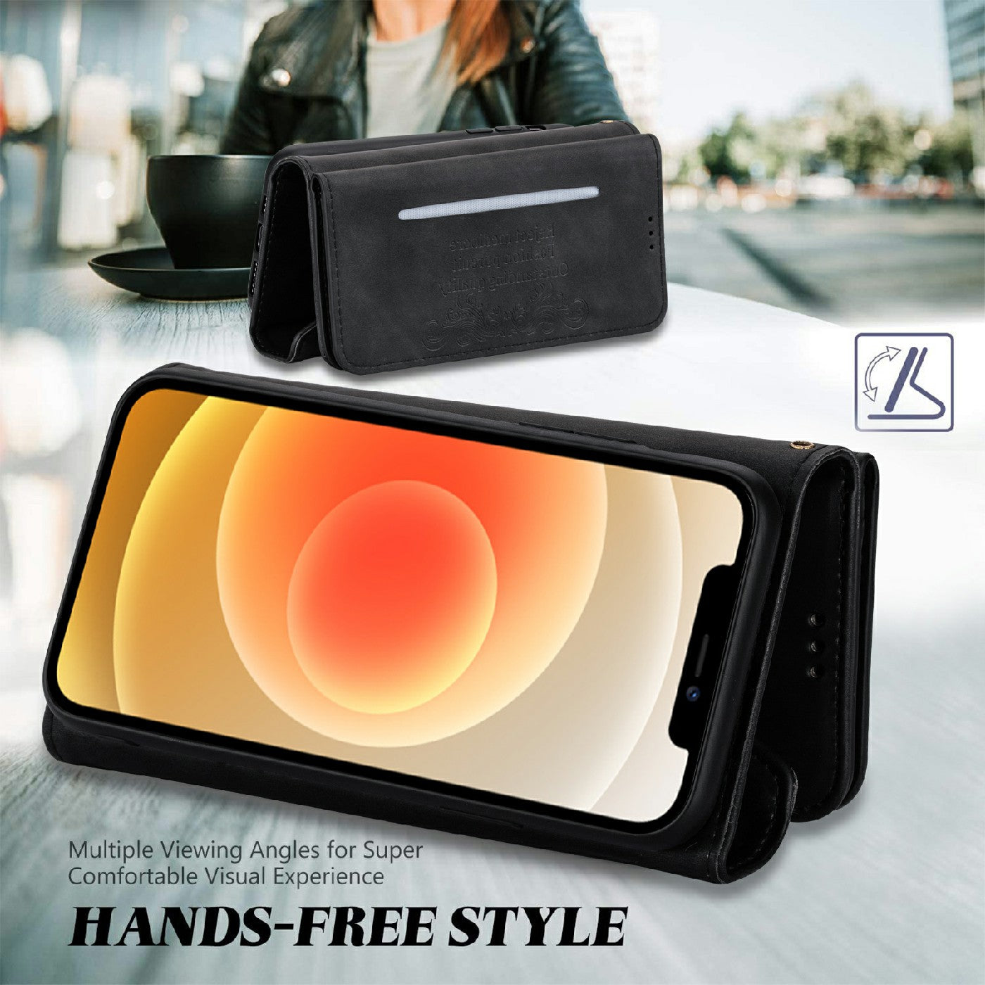 Skin Feeling Stylish Leather Zipper Wallet Stand Phone Case with Two Straps for iPhone 13 Pro Max 6.7 inch
