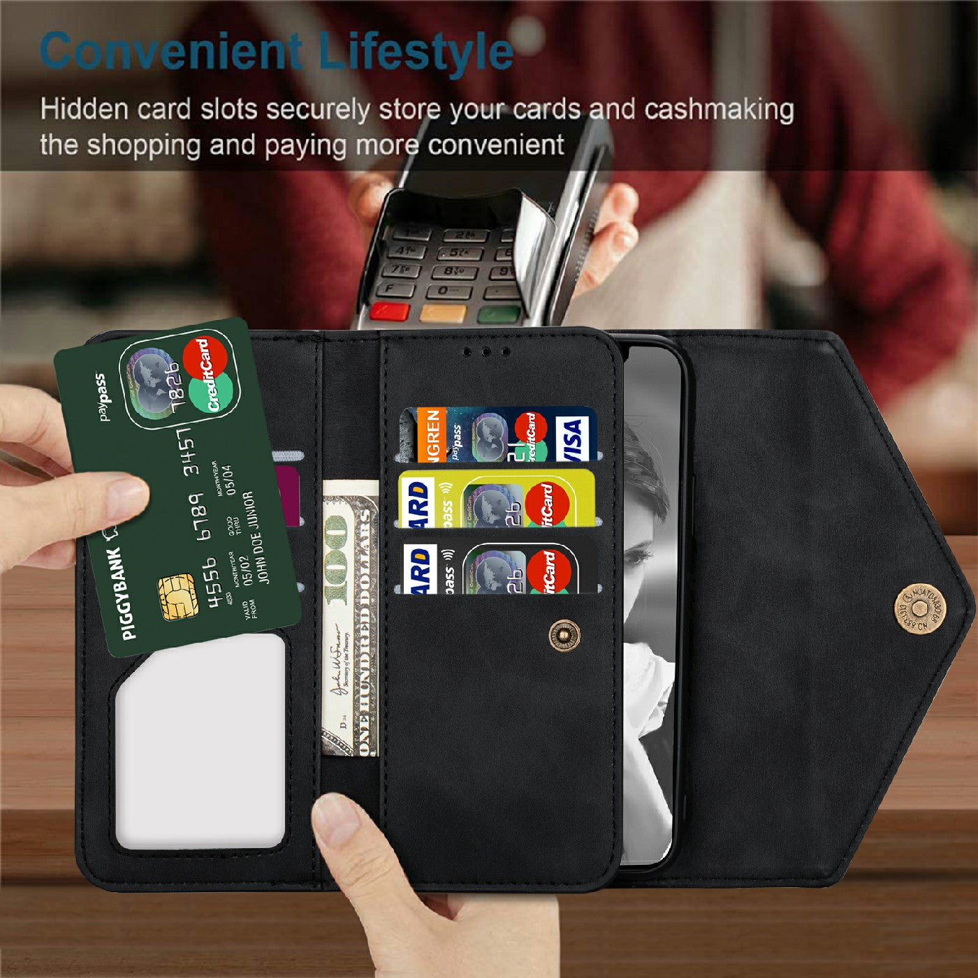 Skin Feeling Stylish Leather Zipper Wallet Stand Phone Case with Two Straps for iPhone 13 Pro Max 6.7 inch