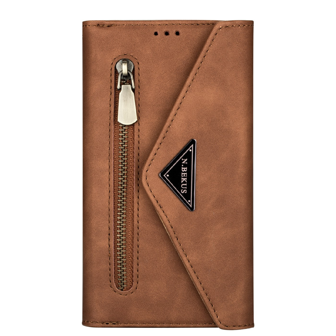 Skin Feeling Stylish Leather Zipper Wallet Stand Phone Case with Two Straps for iPhone 13 Pro Max 6.7 inch
