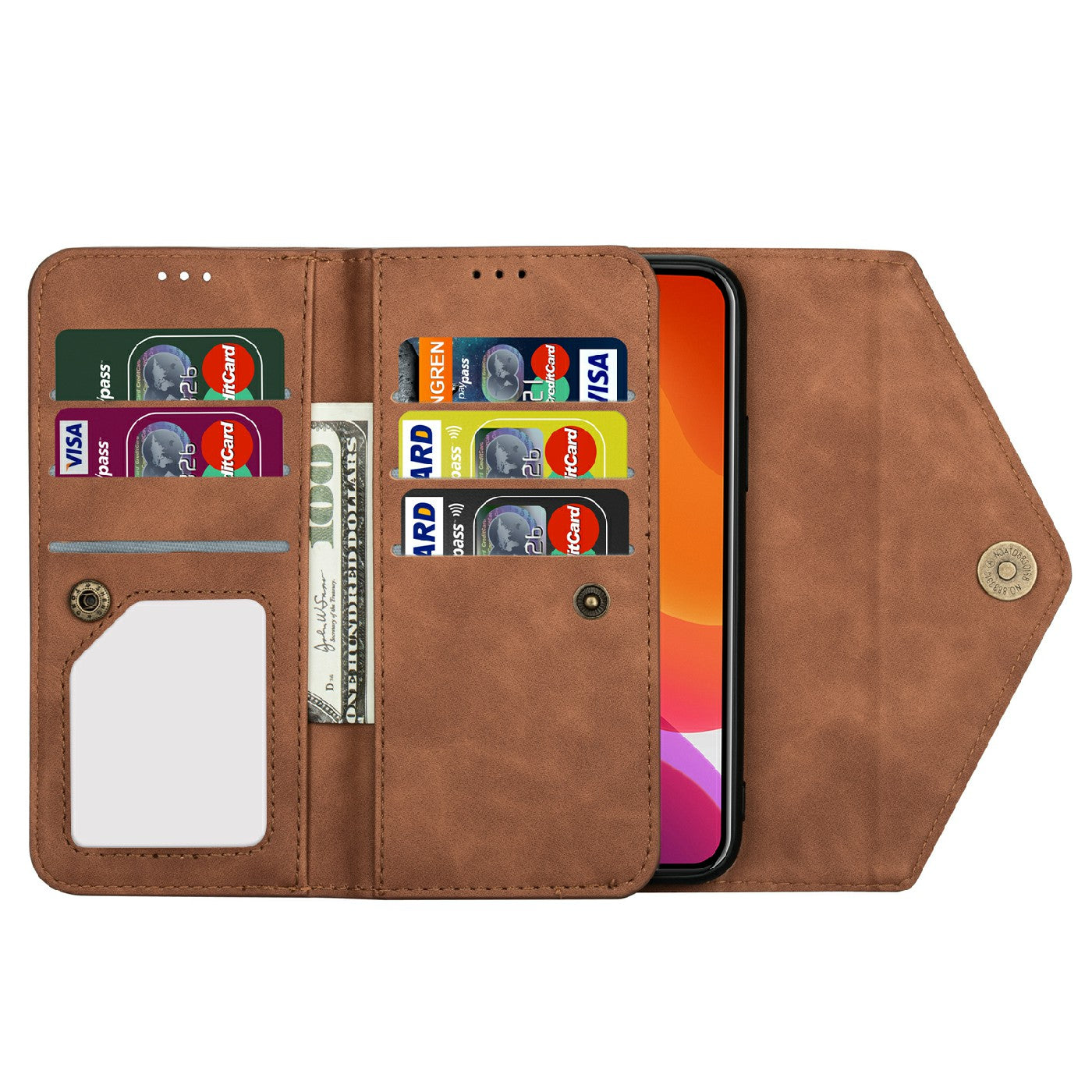 Skin Feeling Stylish Leather Zipper Wallet Stand Phone Case with Two Straps for iPhone 13 Pro Max 6.7 inch