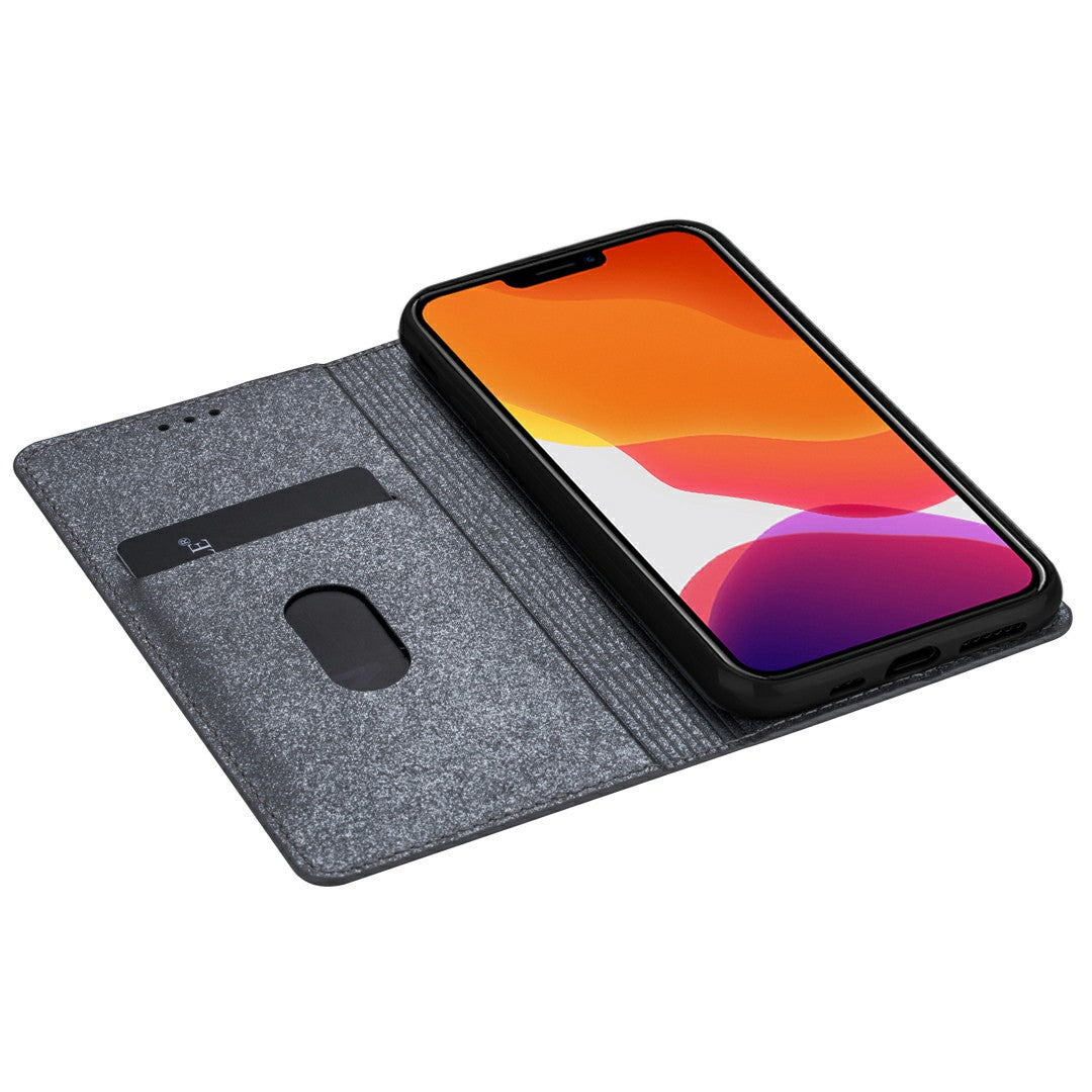 Ultra-thin Flash Powder PU Leather Protective Stand Case Cover with Card Holder for iPhone 13 Pro 6.1 inch