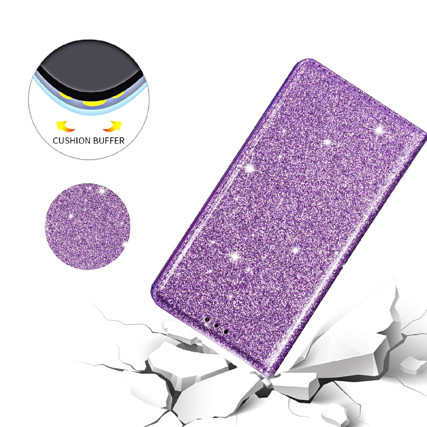 Ultra-thin Glitter Powder PU Leather Phone Stand Case Cover for iPhone 13 Pro Max 6.7 inch