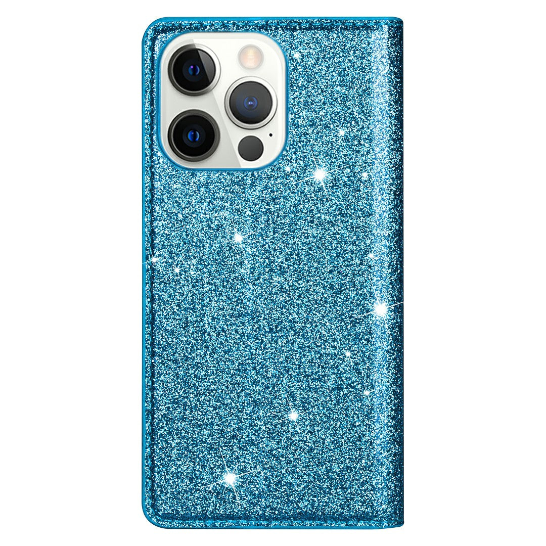 Ultra-thin Glitter Powder PU Leather Phone Stand Case Cover for iPhone 13 Pro Max 6.7 inch