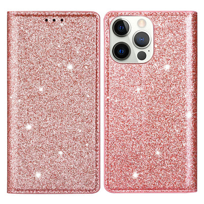 Ultra-thin Glitter Powder PU Leather Phone Stand Case Cover for iPhone 13 Pro Max 6.7 inch