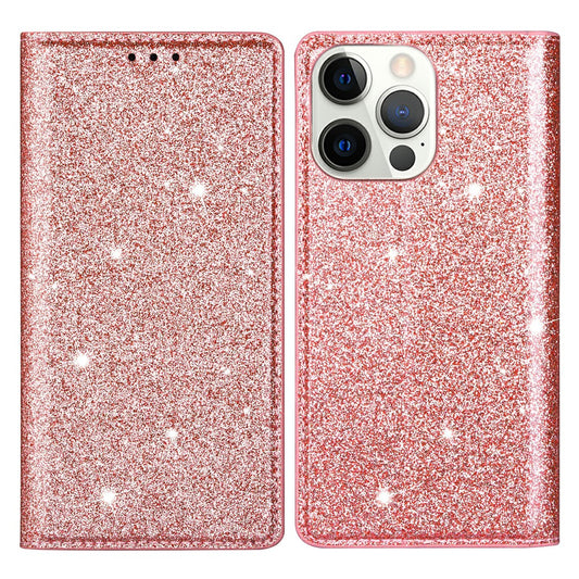 Ultra-thin Glitter Powder PU Leather Phone Stand Case Cover for iPhone 13 Pro Max 6.7 inch