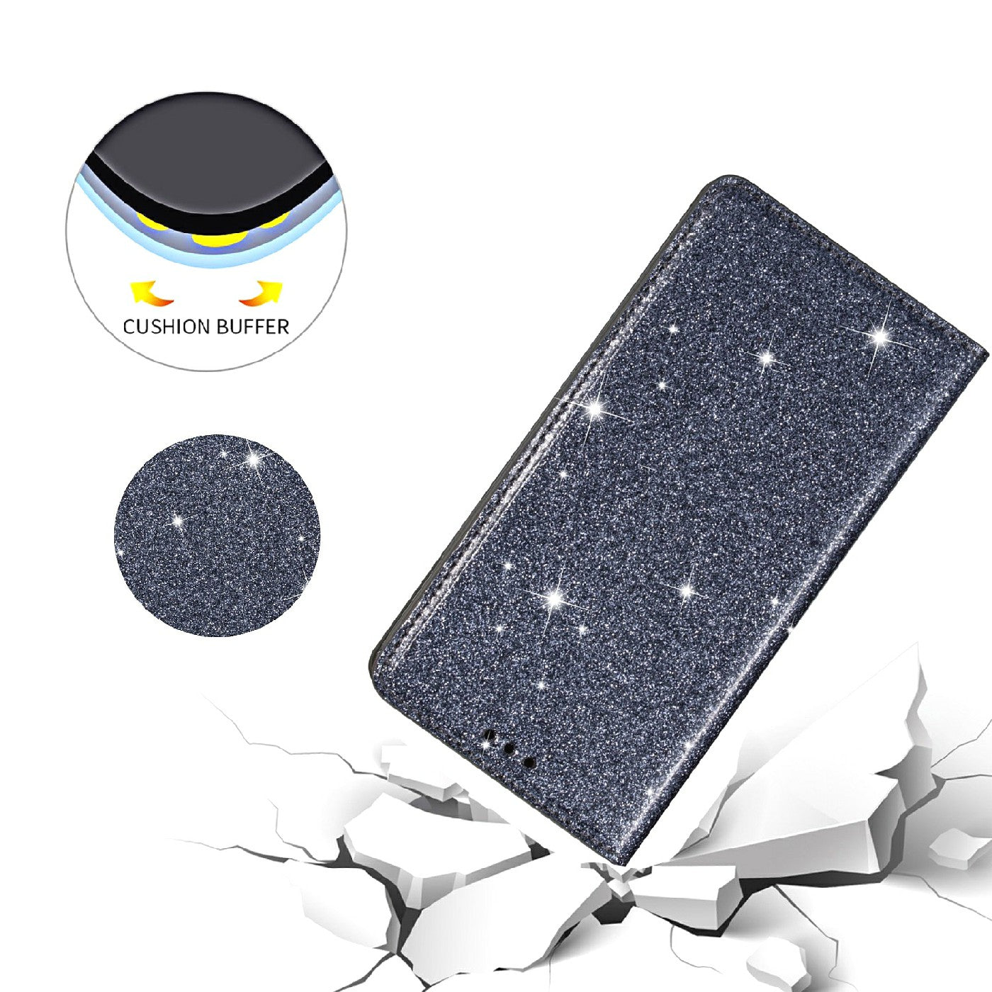 Ultra-thin Glitter Powder PU Leather Phone Stand Case Cover for iPhone 13 Pro Max 6.7 inch