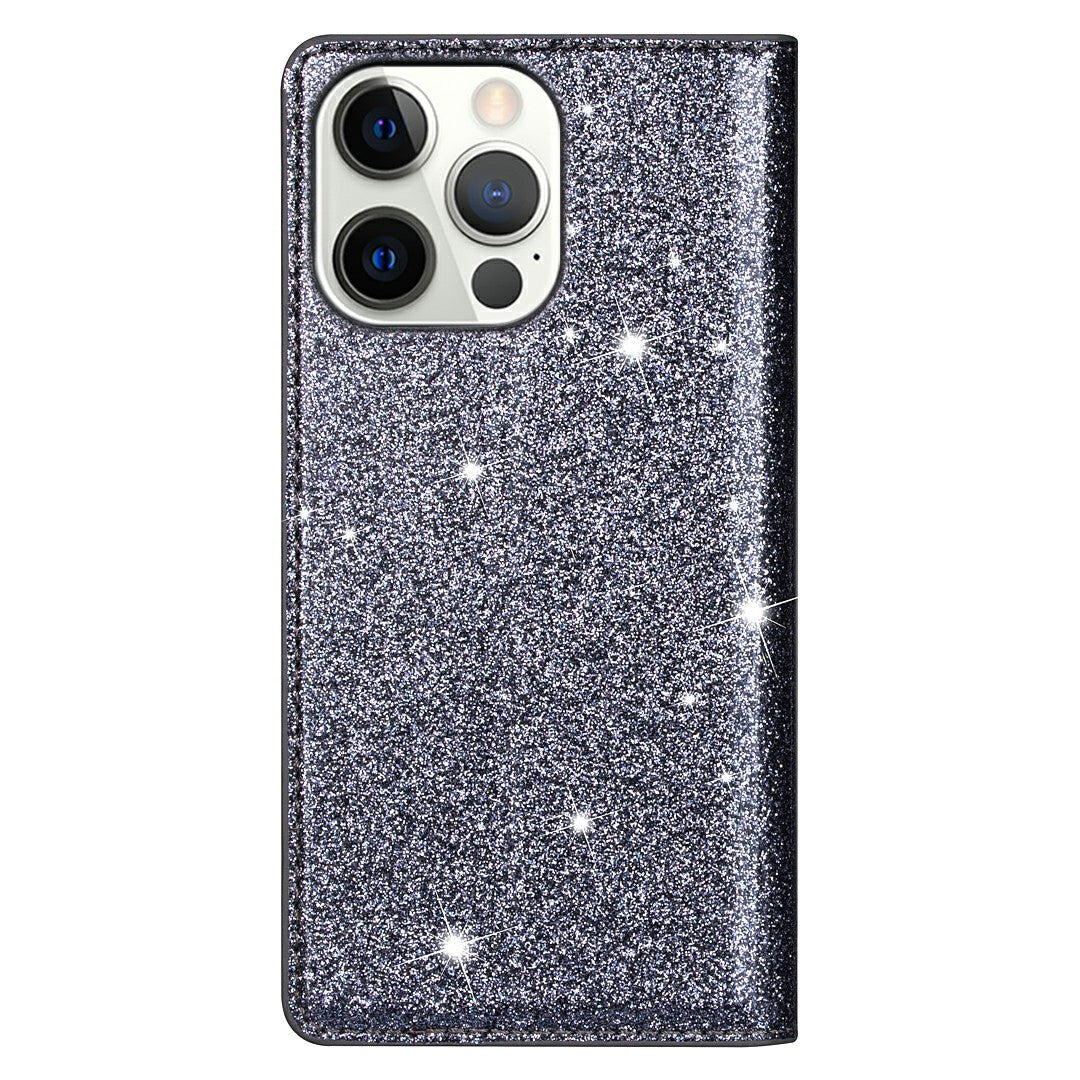 Ultra-thin Glitter Powder PU Leather Phone Stand Case Cover for iPhone 13 Pro Max 6.7 inch