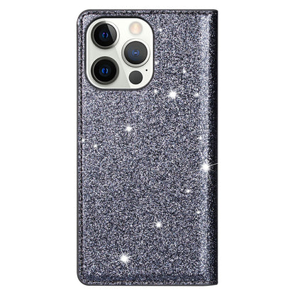 Ultra-thin Glitter Powder PU Leather Phone Stand Case Cover for iPhone 13 Pro Max 6.7 inch