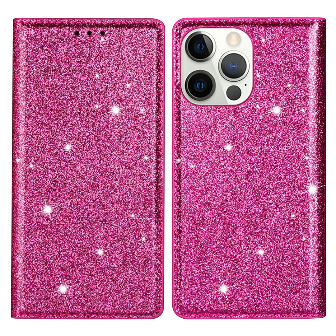 Ultra-thin Glitter Powder PU Leather Phone Stand Case Cover for iPhone 13 Pro Max 6.7 inch