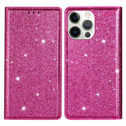 Ultra-thin Glitter Powder PU Leather Phone Stand Case Cover for iPhone 13 Pro Max 6.7 inch
