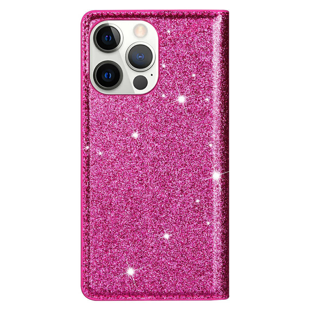 Ultra-thin Glitter Powder PU Leather Phone Stand Case Cover for iPhone 13 Pro Max 6.7 inch
