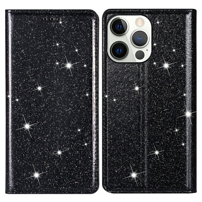 Ultra-thin Glitter Powder PU Leather Phone Stand Case Cover for iPhone 13 Pro Max 6.7 inch
