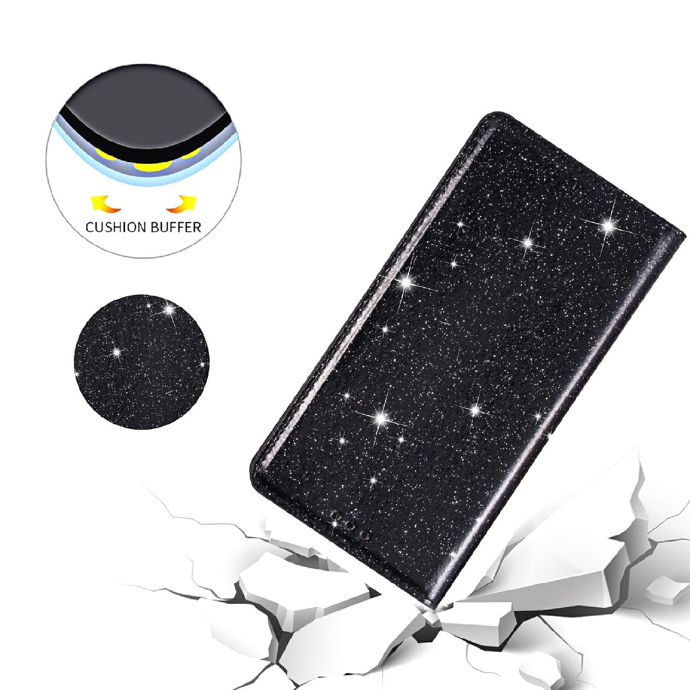 Ultra-thin Glitter Powder PU Leather Phone Stand Case Cover for iPhone 13 Pro Max 6.7 inch
