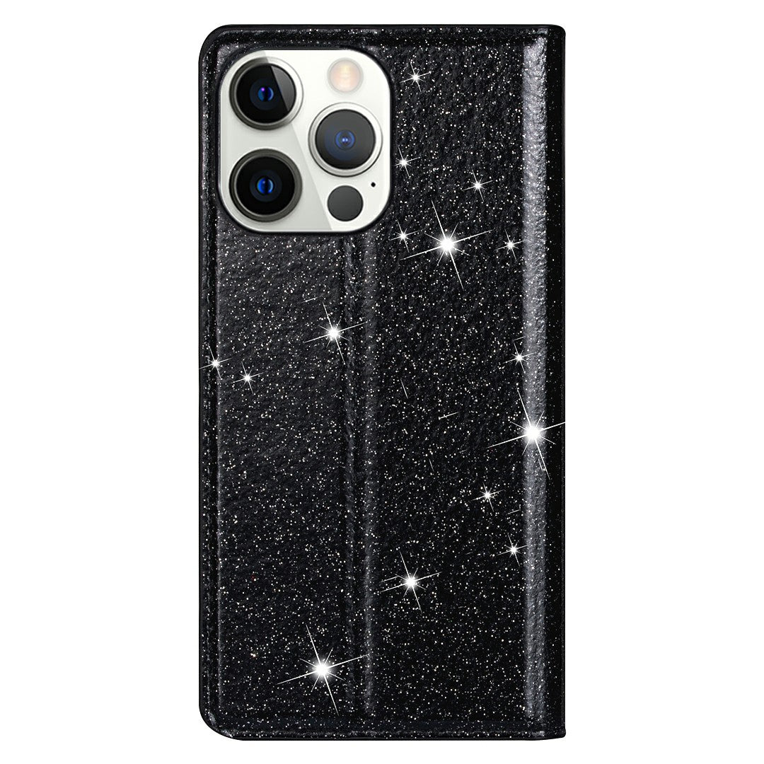 Ultra-thin Glitter Powder PU Leather Phone Stand Case Cover for iPhone 13 Pro Max 6.7 inch