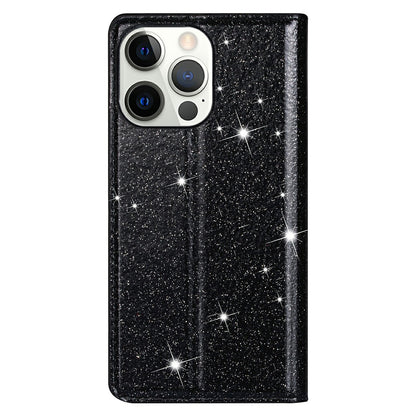 Ultra-thin Glitter Powder PU Leather Phone Stand Case Cover for iPhone 13 Pro Max 6.7 inch
