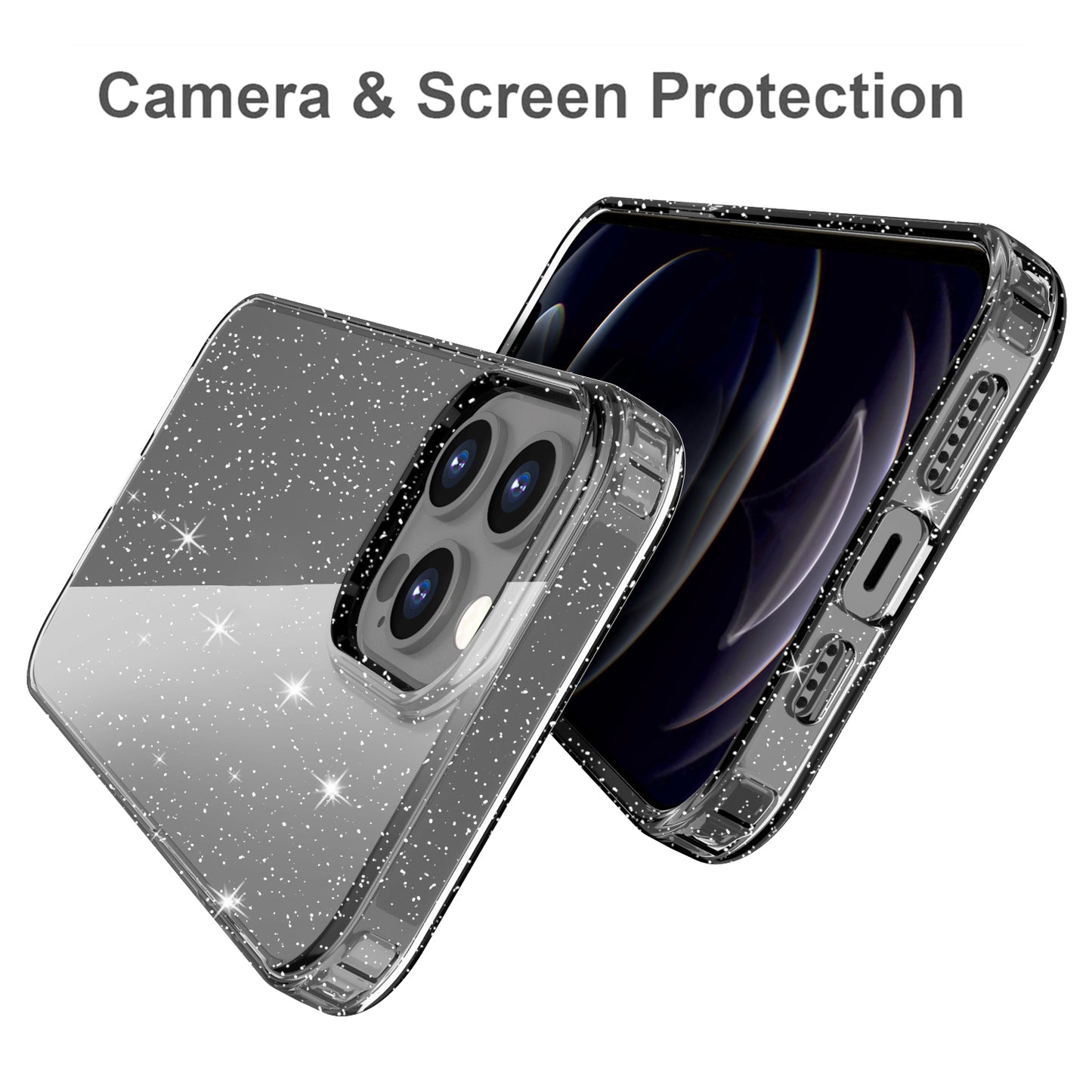 GW18 Shiny Glitter Sparkle Powder Clear TPU Soft Phone Case for iPhone 13 Pro Max 6.7 inch