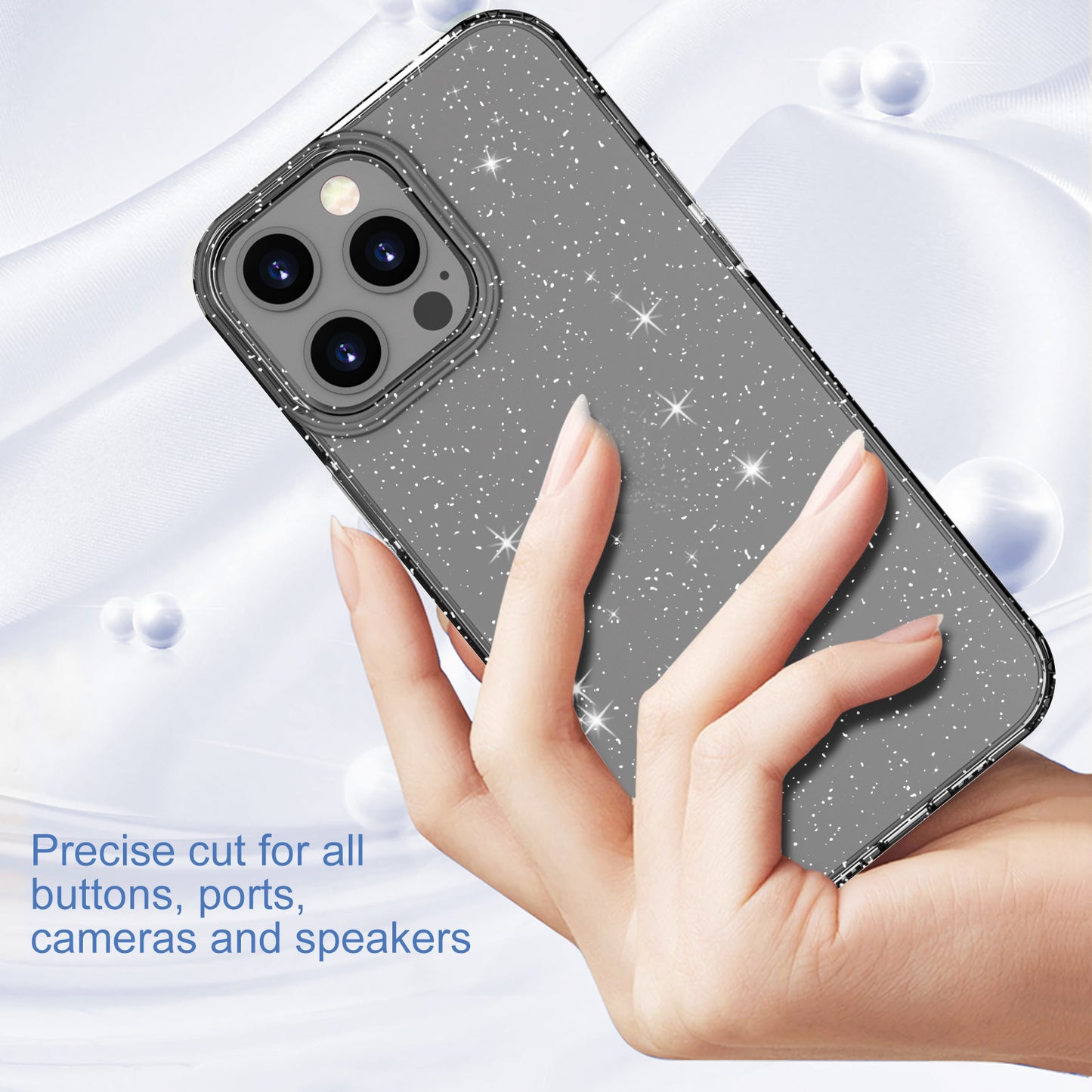 GW18 Shiny Glitter Sparkle Powder Clear TPU Soft Phone Case for iPhone 13 Pro Max 6.7 inch
