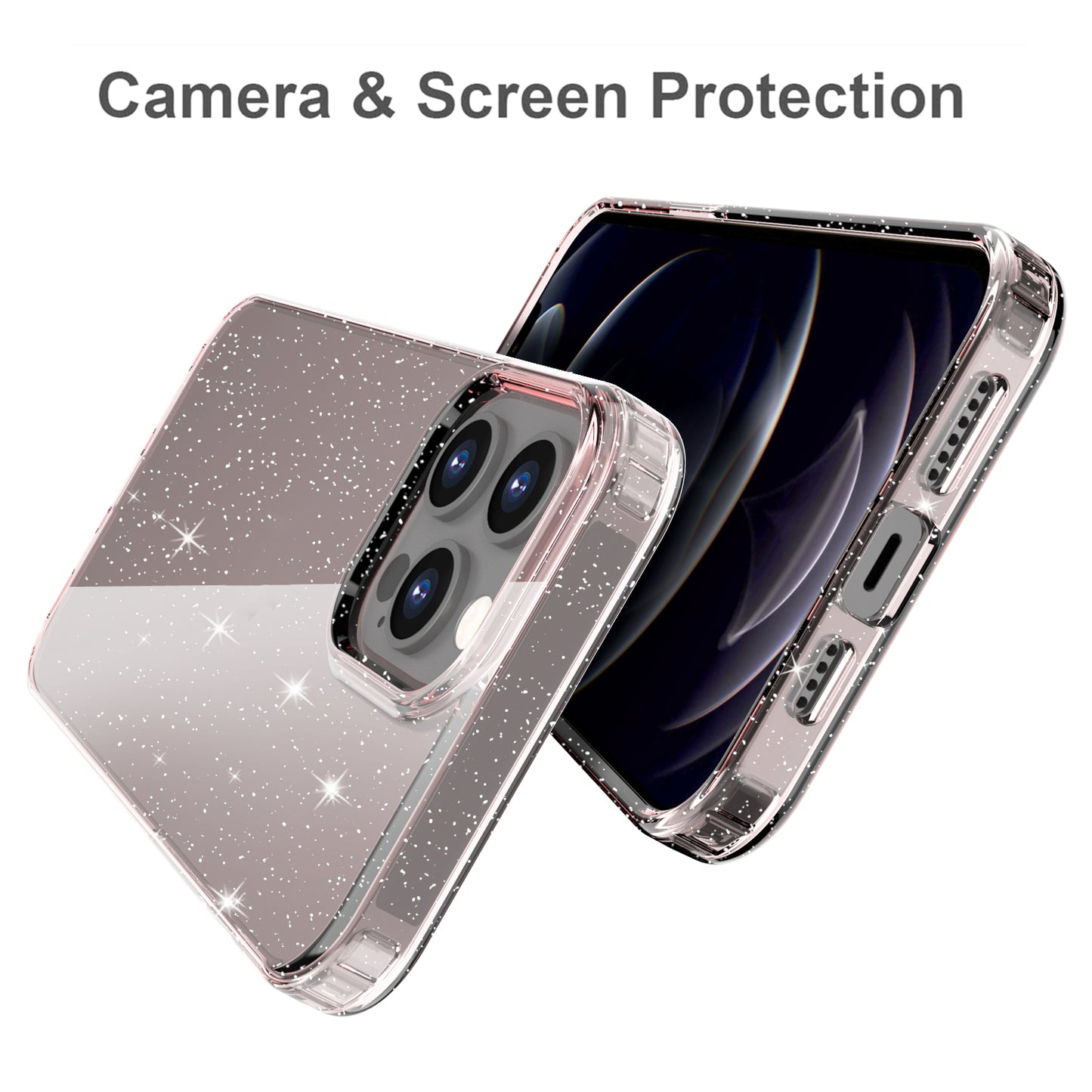 GW18 Shiny Glitter Sparkle Powder Clear TPU Soft Phone Case for iPhone 13 Pro Max 6.7 inch