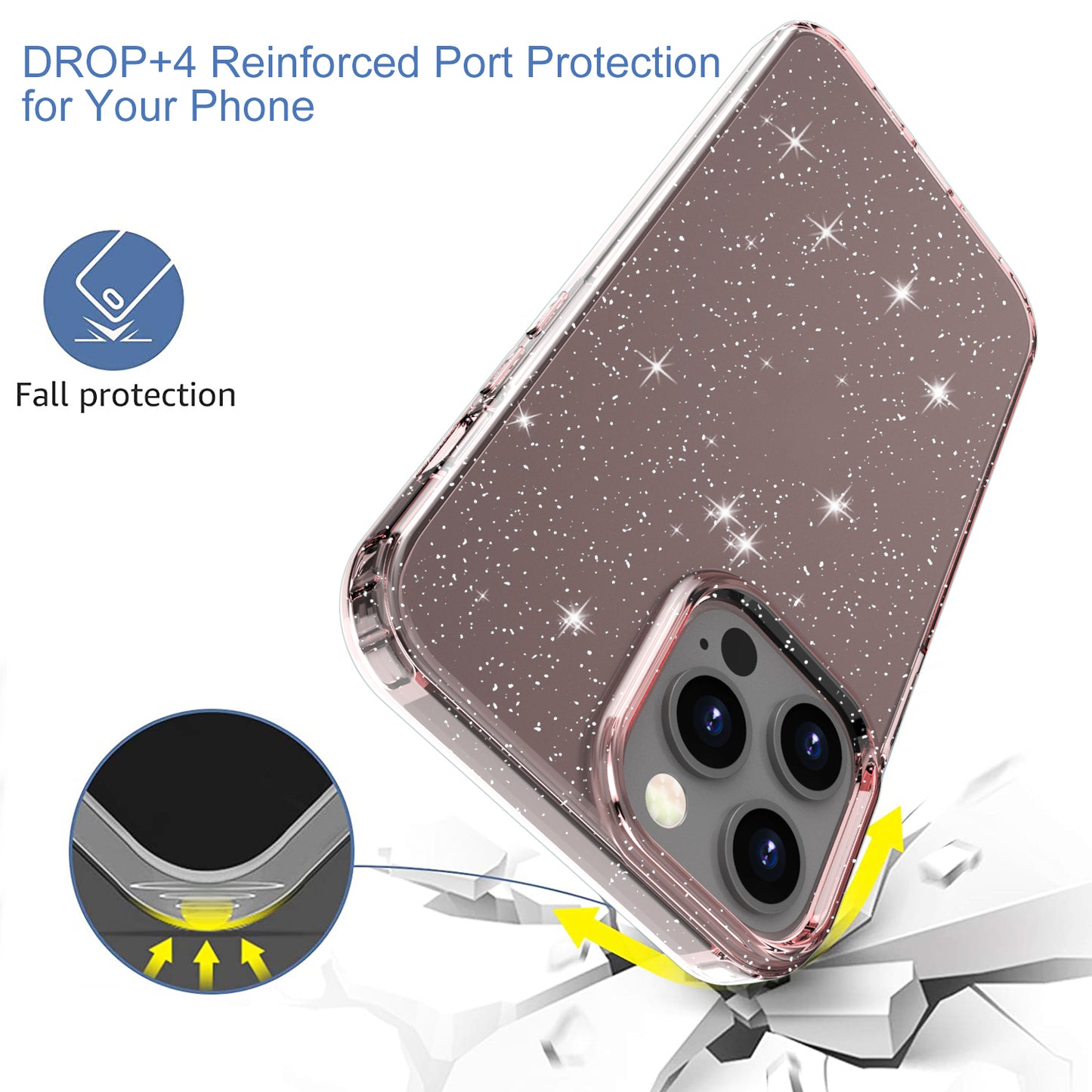 GW18 Shiny Glitter Sparkle Powder Clear TPU Soft Phone Case for iPhone 13 Pro Max 6.7 inch