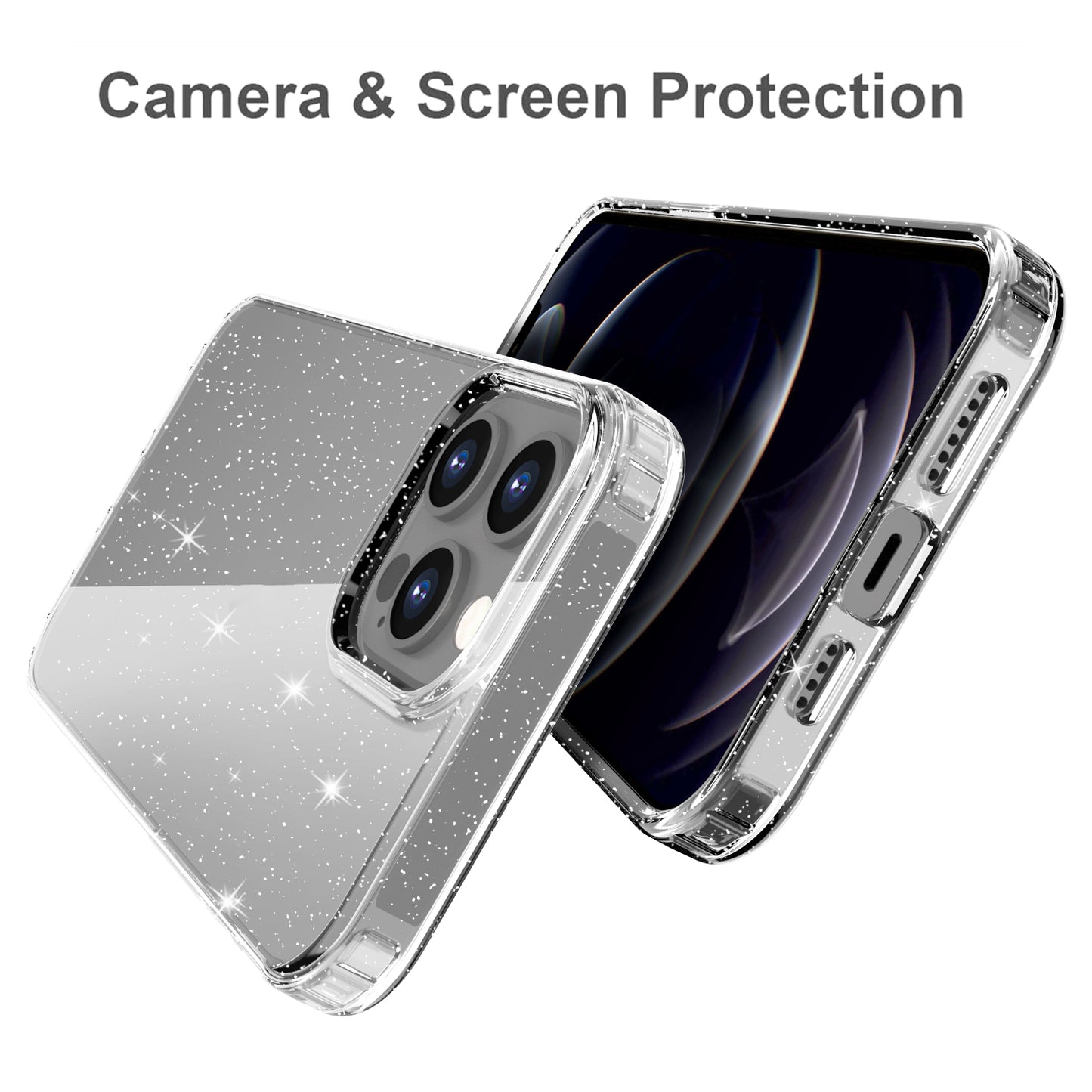 GW18 Shiny Glitter Sparkle Powder Clear TPU Soft Phone Case for iPhone 13 Pro Max 6.7 inch