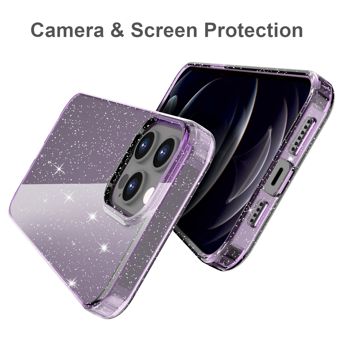 GW18 Shiny Glitter Sparkle Powder Clear TPU Soft Phone Case for iPhone 13 Pro Max 6.7 inch