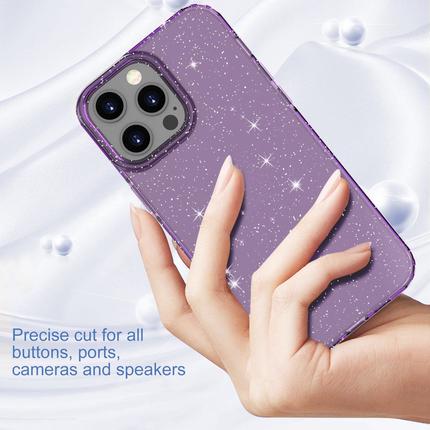 GW18 Shiny Glitter Sparkle Powder Clear TPU Soft Phone Case for iPhone 13 Pro Max 6.7 inch