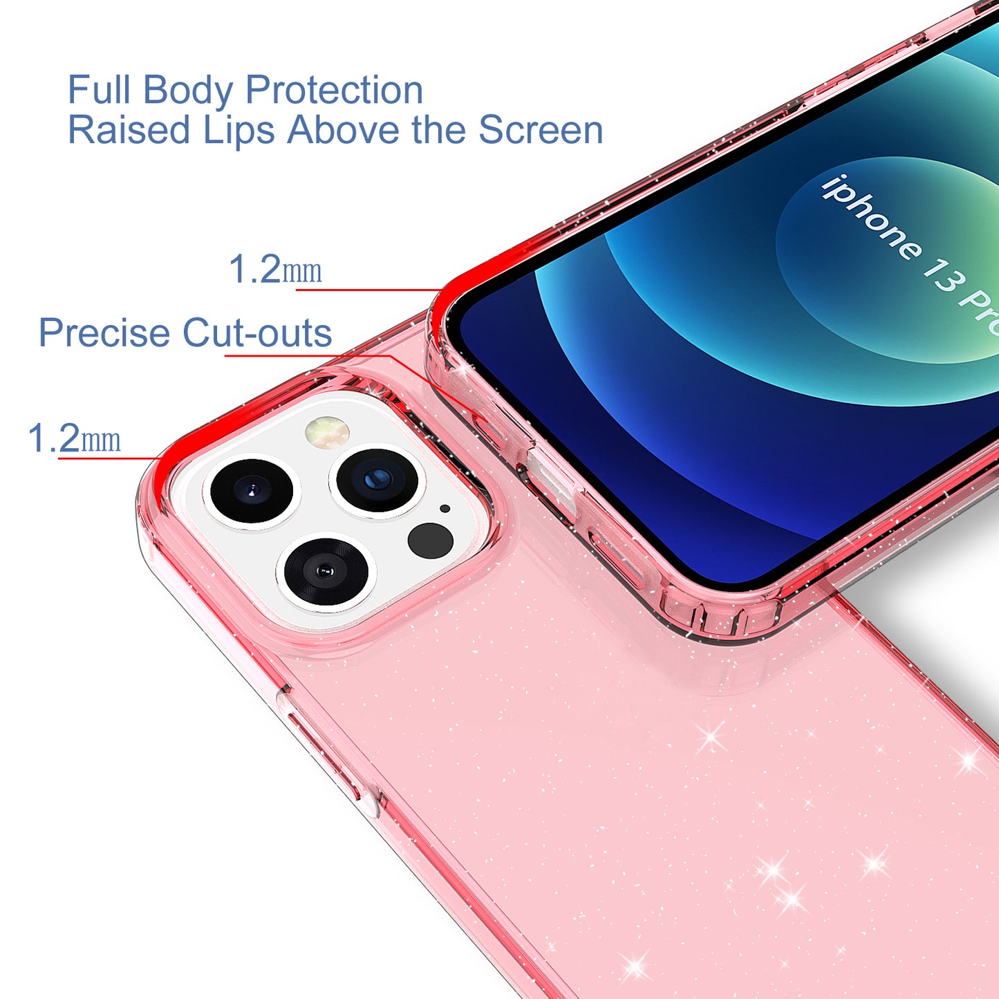 GW18 Crystal Clear Glitter Sparkly Bling Soft TPU Case Cover for iPhone 13 Pro 6.1 inch