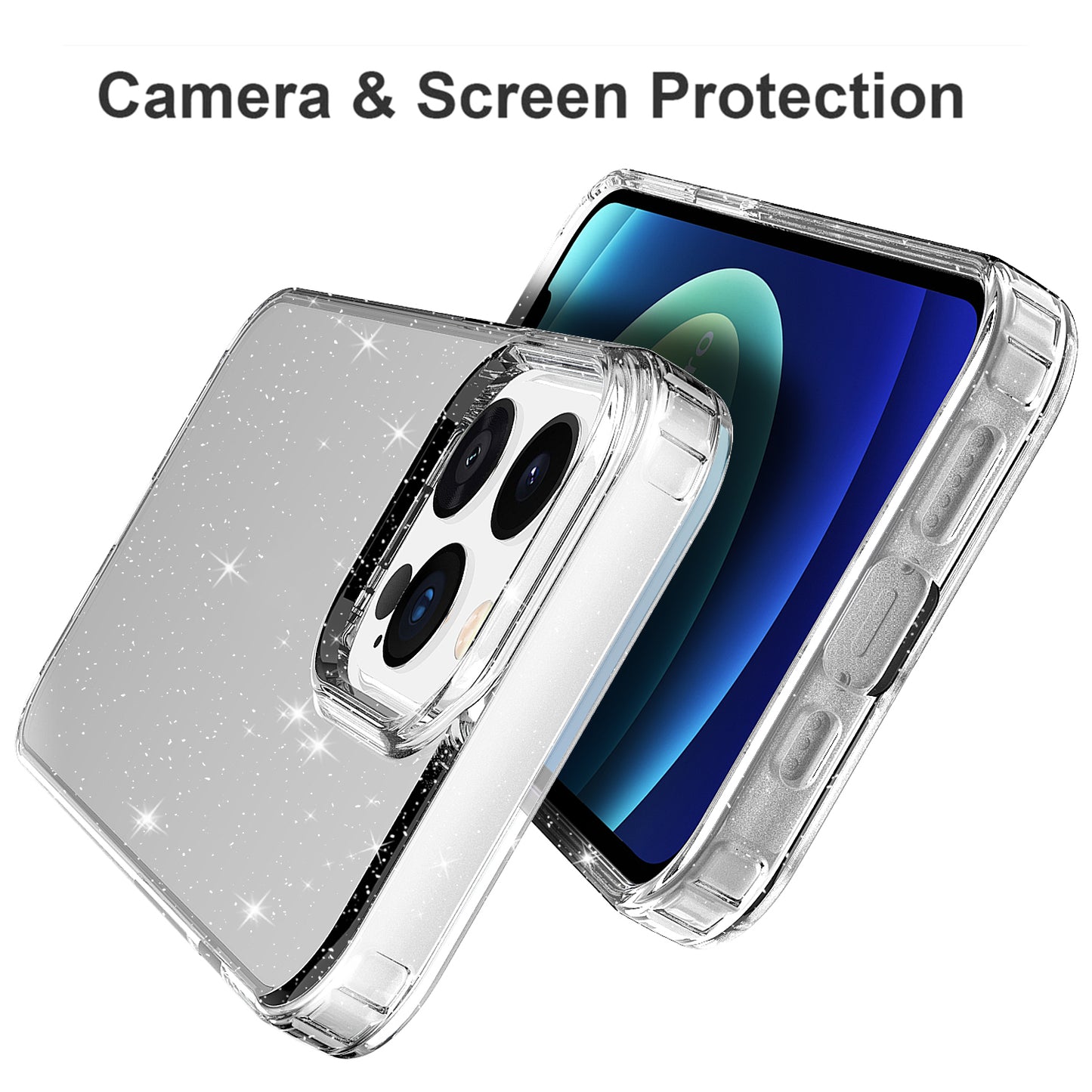 GW18 Crystal Clear Glitter Sparkly Bling Soft TPU Case Cover for iPhone 13 Pro 6.1 inch