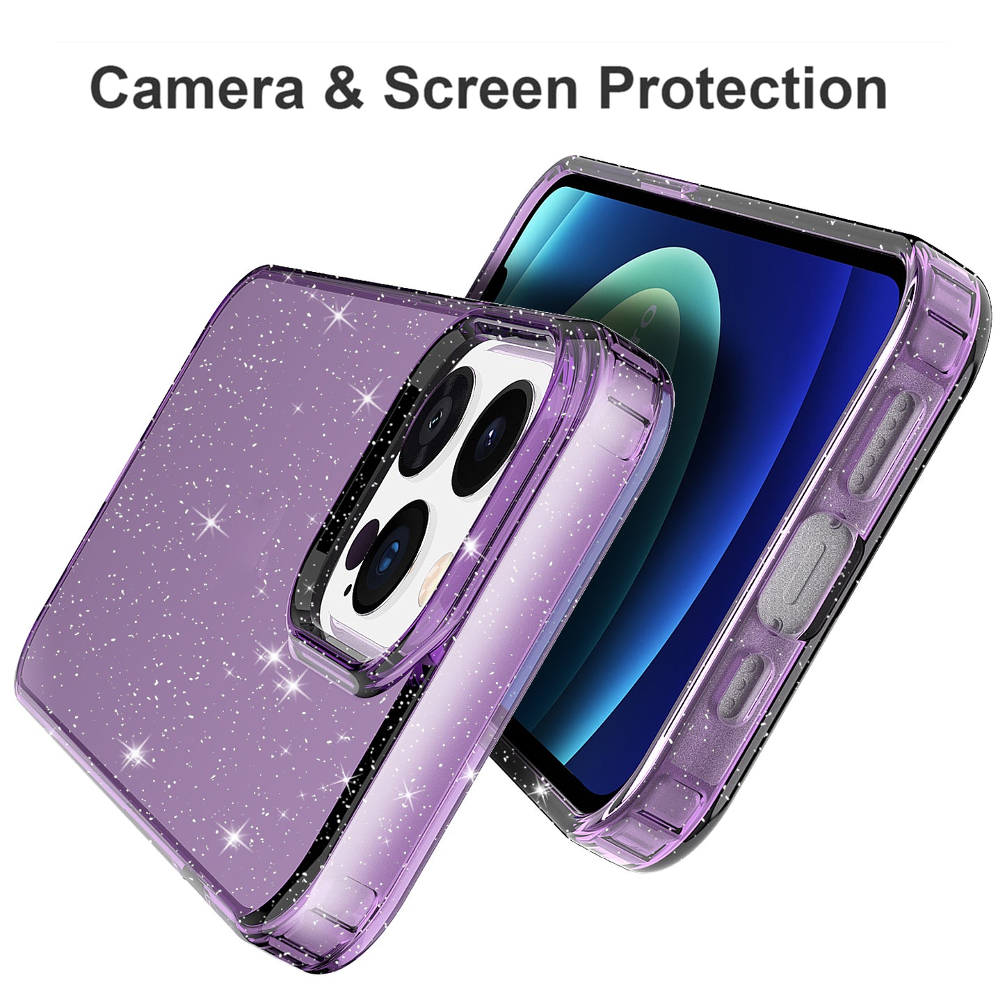 GW18 Crystal Clear Glitter Sparkly Bling Soft TPU Case Cover for iPhone 13 Pro 6.1 inch
