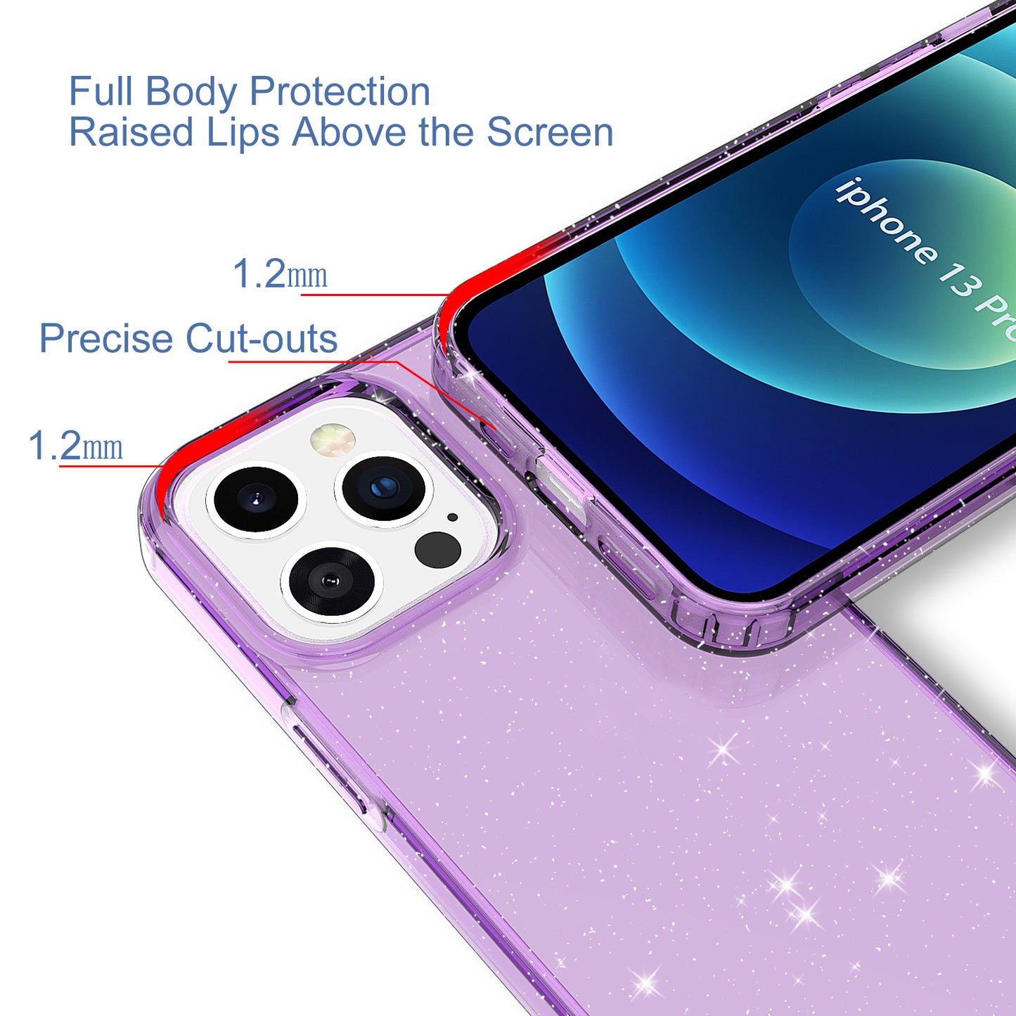 GW18 Crystal Clear Glitter Sparkly Bling Soft TPU Case Cover for iPhone 13 Pro 6.1 inch