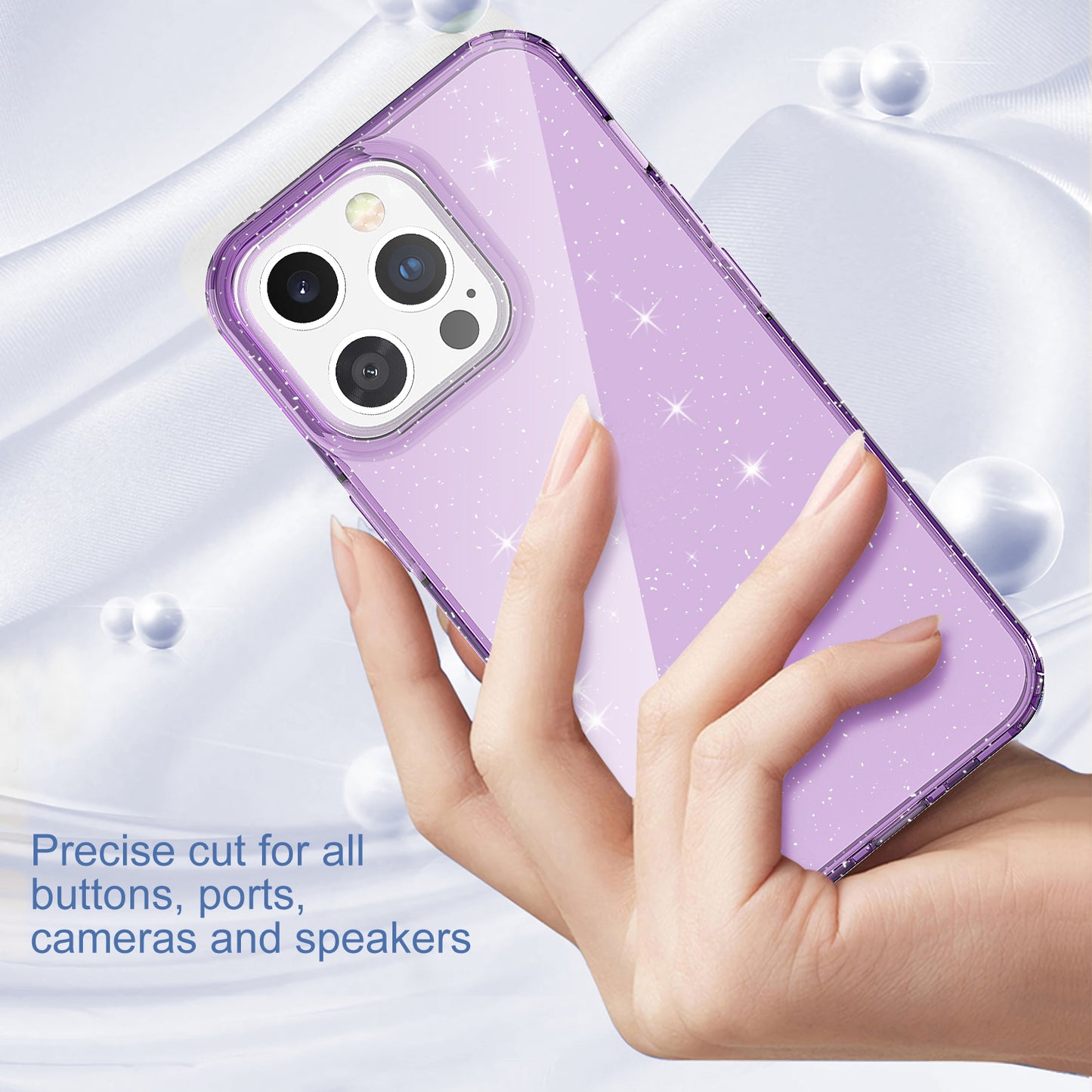 GW18 Crystal Clear Glitter Sparkly Bling Soft TPU Case Cover for iPhone 13 Pro 6.1 inch