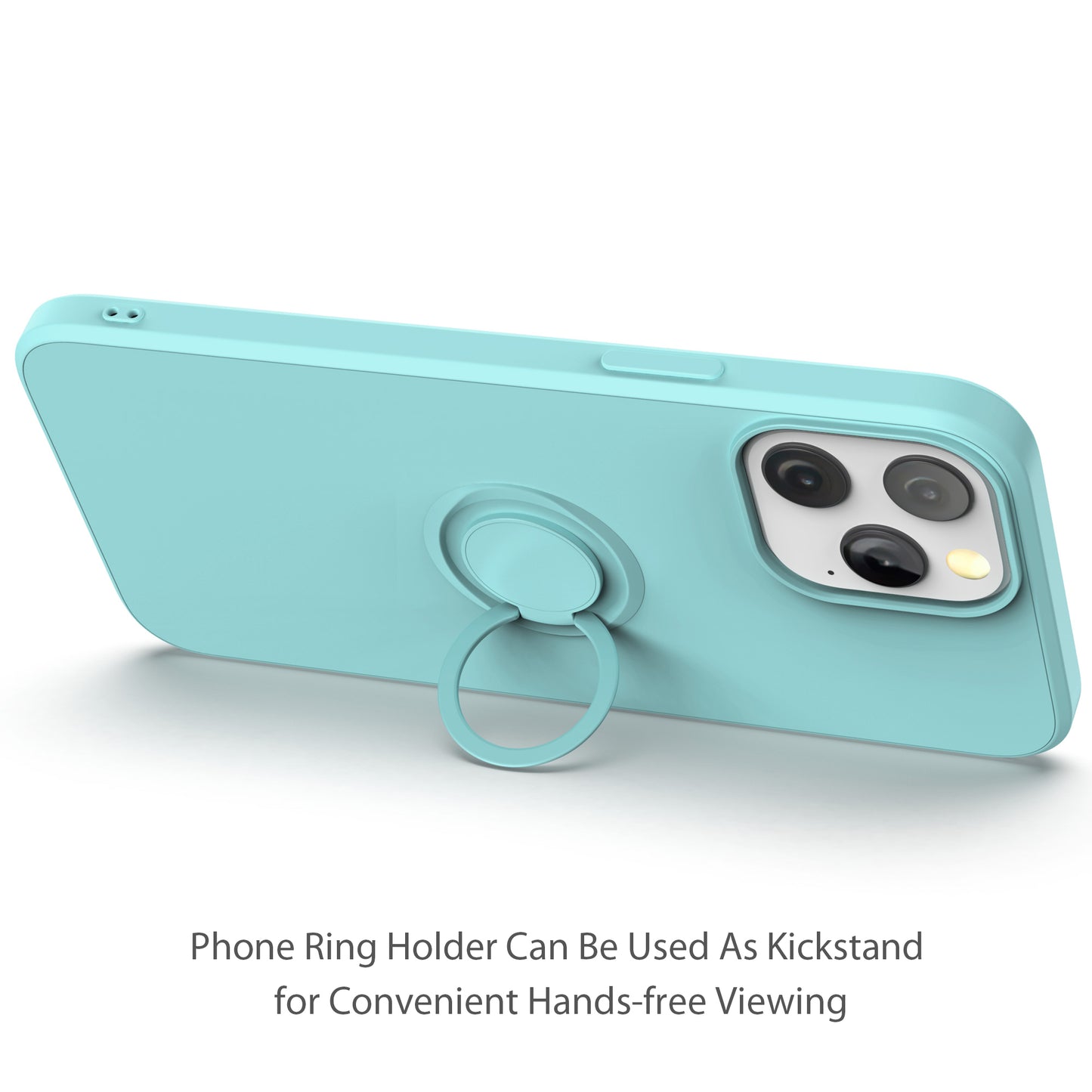 Adjustable Ring Kickstand Design Shock-Proof Soft Eco-Friendly Liquid Silicone Phone Protective Case Shell with Handy Strap for iPhone 13 Pro Max 6.7 inch