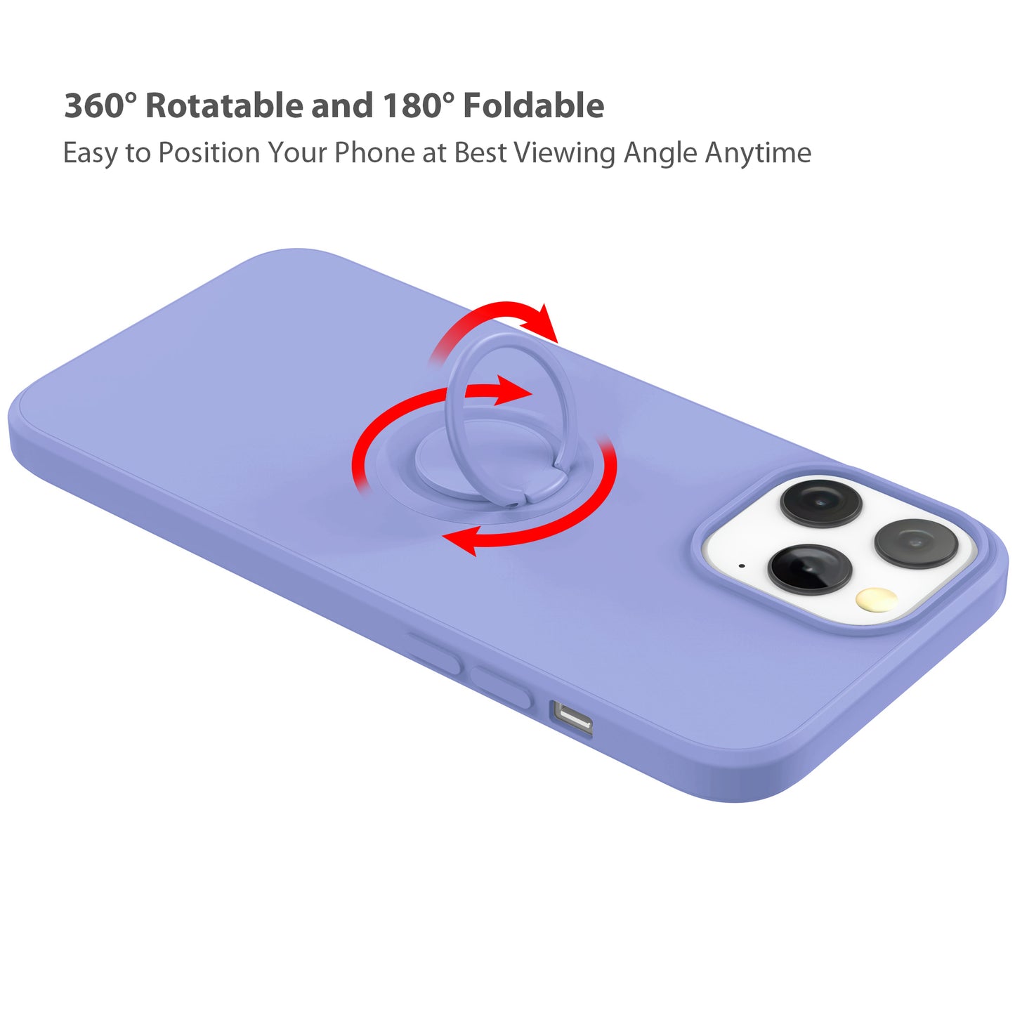 Adjustable Ring Kickstand Design Shock-Proof Soft Eco-Friendly Liquid Silicone Phone Protective Case Shell with Handy Strap for iPhone 13 Pro Max 6.7 inch