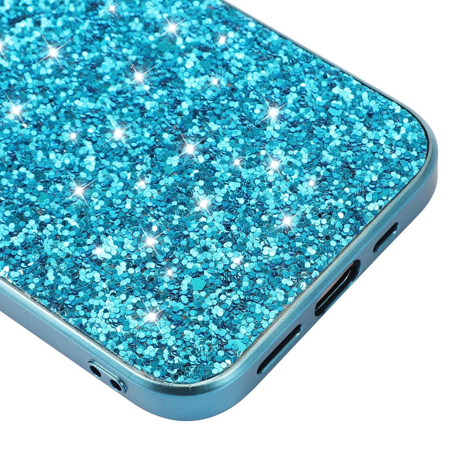 Glitter Sequins Electroplating TPU Frame + Hard PC Panel Phone Case Protective Cover for iPhone 13 Pro 6.1 inch