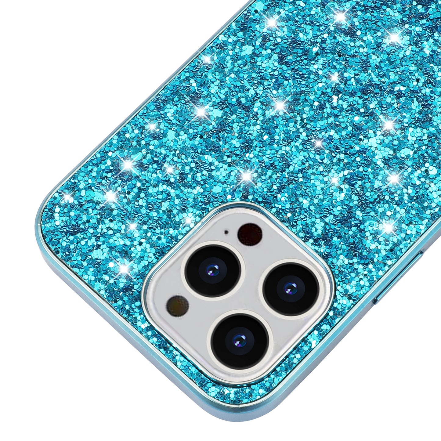 Glitter Sequins Electroplating TPU Frame + Hard PC Panel Phone Case Protective Cover for iPhone 13 Pro 6.1 inch