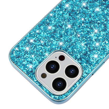 Glitter Sequins Electroplating TPU Frame + Hard PC Panel Phone Case Protective Cover for iPhone 13 Pro 6.1 inch