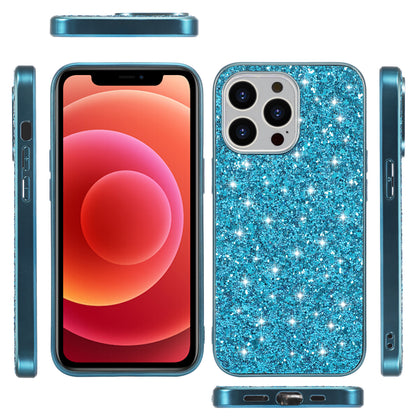 Glitter Sequins Electroplating TPU Frame + Hard PC Panel Phone Case Protective Cover for iPhone 13 Pro 6.1 inch
