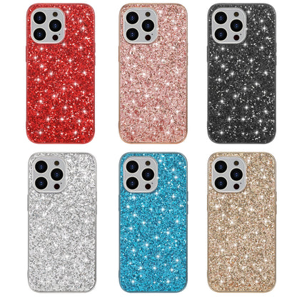 Glitter Sequins Electroplating TPU Frame + Hard PC Panel Phone Case Protective Cover for iPhone 13 Pro 6.1 inch