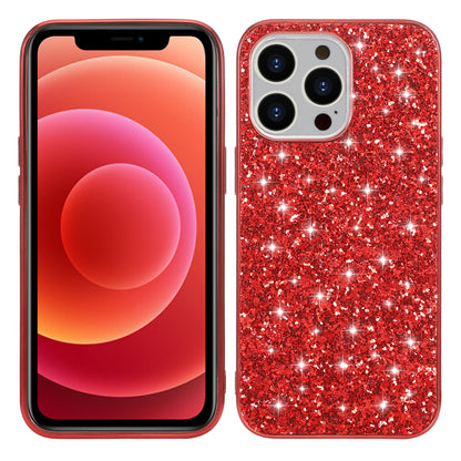 Glitter Sequins Electroplating TPU Frame + Hard PC Panel Phone Case Protective Cover for iPhone 13 Pro 6.1 inch