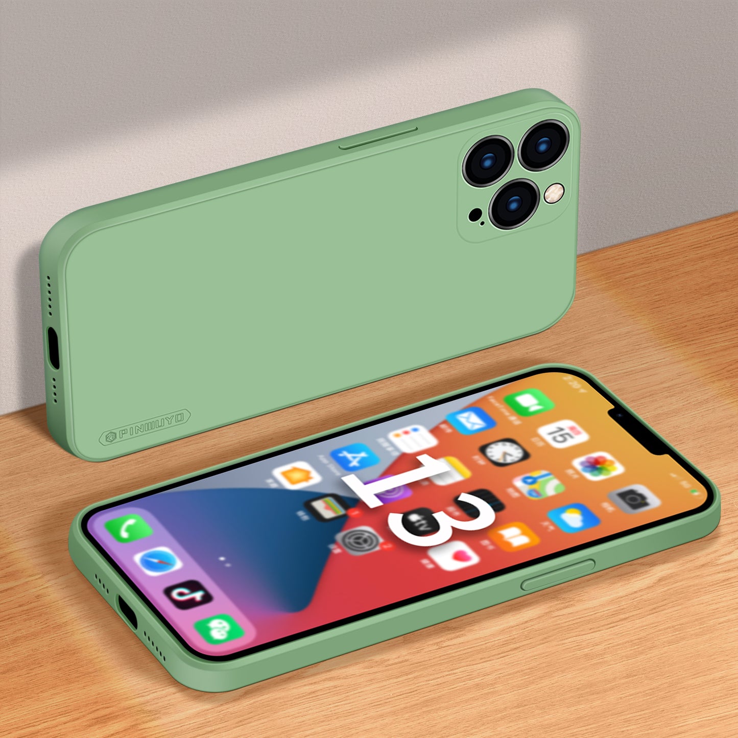 PINWUYO Precise Cut-Out Soft Silicone Full-Body Shockproof Protective Phone Case for iPhone 13 Pro Max 6.7 inch