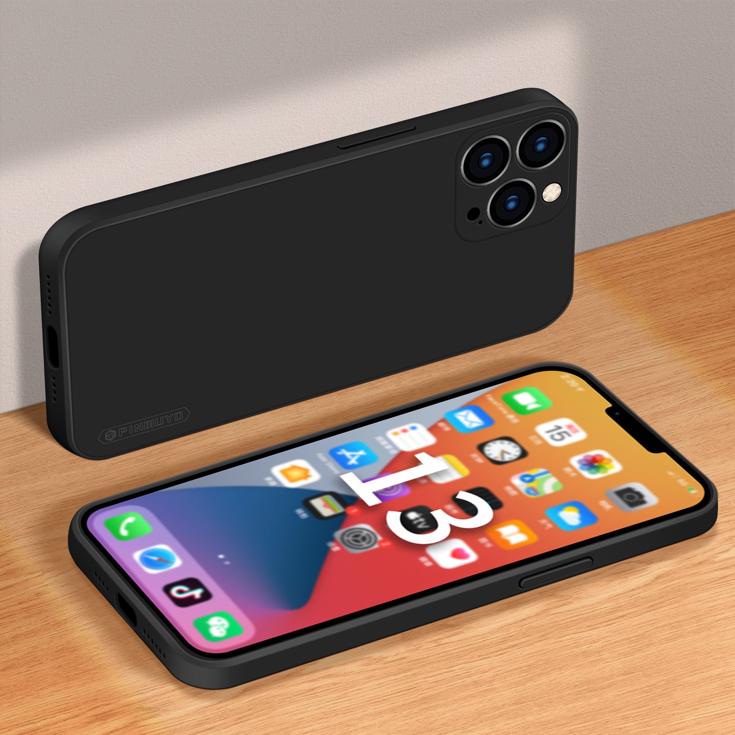 PINWUYO Precise Cut-Out Soft Silicone Full-Body Shockproof Protective Phone Case for iPhone 13 Pro Max 6.7 inch